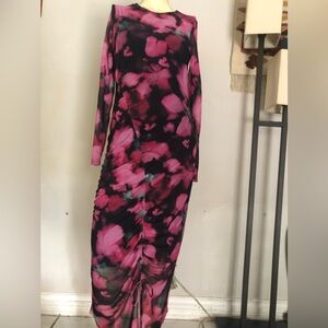 Ted Baker Vibrant Pink and Black Long Sleeve Dress Size 3